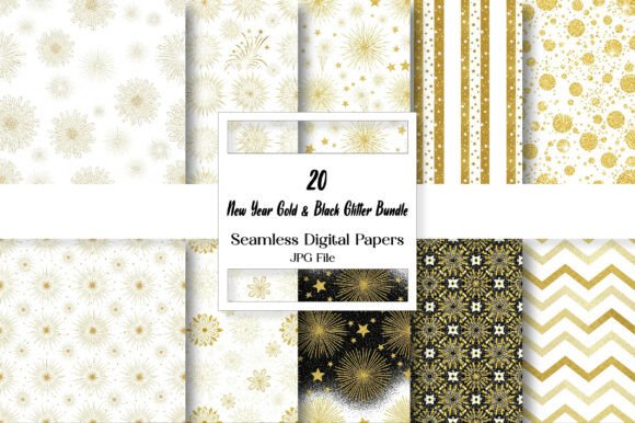 Download New Year Gold &amp; Black Glitter Bundle - New year Collection