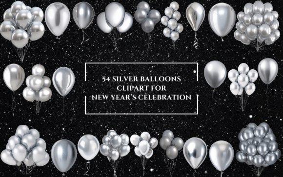 Download 54 Silver Balloon Clipart for New Year - New year Collection