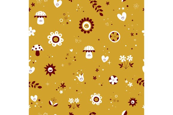 Download Flowers Mushrooms Hearts Nature Pattern - Nature pattern Collection