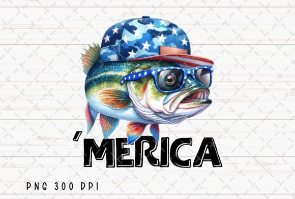 Download Merica Bass Fish Fishing 4th of July PNG - Merica Collection