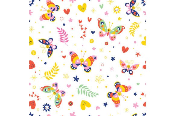 Download Butterflies Hearts Nature Pattern - Nature pattern Collection