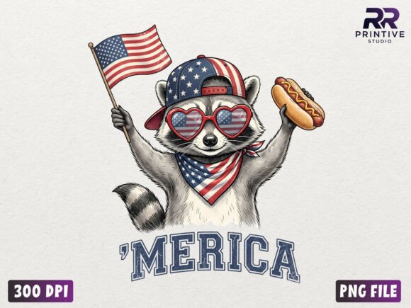 Download 'Merica Raccoon Patriotic PNG - Merica Collection
