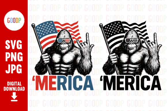 Download Bigfoot Merica Patriotic Png - Merica Collection