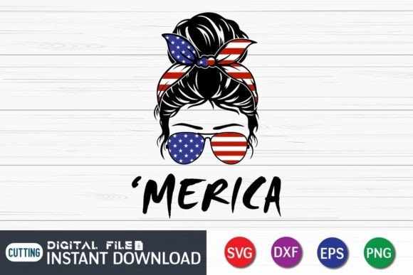 Download Merica Messy Bun Fourth of July Svg - Merica Collection
