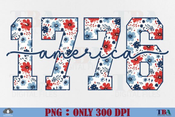Download Floral America 1776 PNG, Patriotic USA - Merica Collection