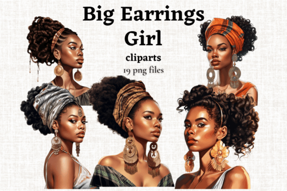 Download African American Girl with Big Earrings - Merica Collection